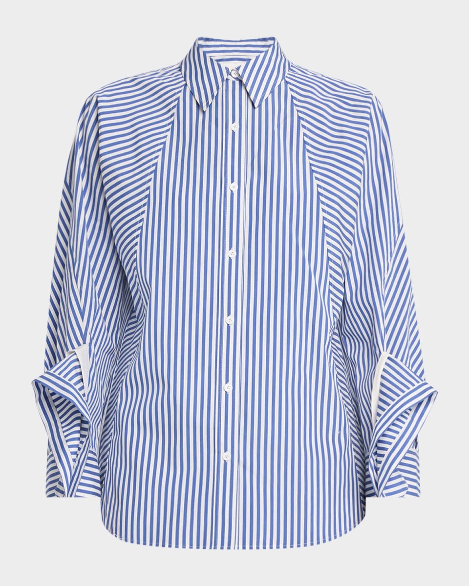 Stripe Draped-Sleeve Top